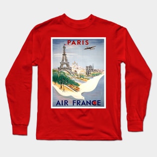 Air France Travel and Tourism Fly to Paris Advertising Print Long Sleeve T-Shirt